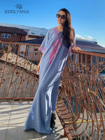 2026 Indie Folk Embroidered Short Sleeve Summer Dress Cotton Tunic Beach Kaftan Women Beachwear Swimsuit Cover Up Robe de plage