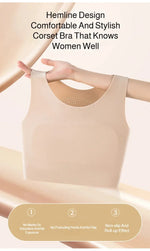 Women's Large Breasts Underwear Wide Shoulder Invisible Corset Antibump Thin Underwear Full Cup Vest Traceless Bra with Bra Pads