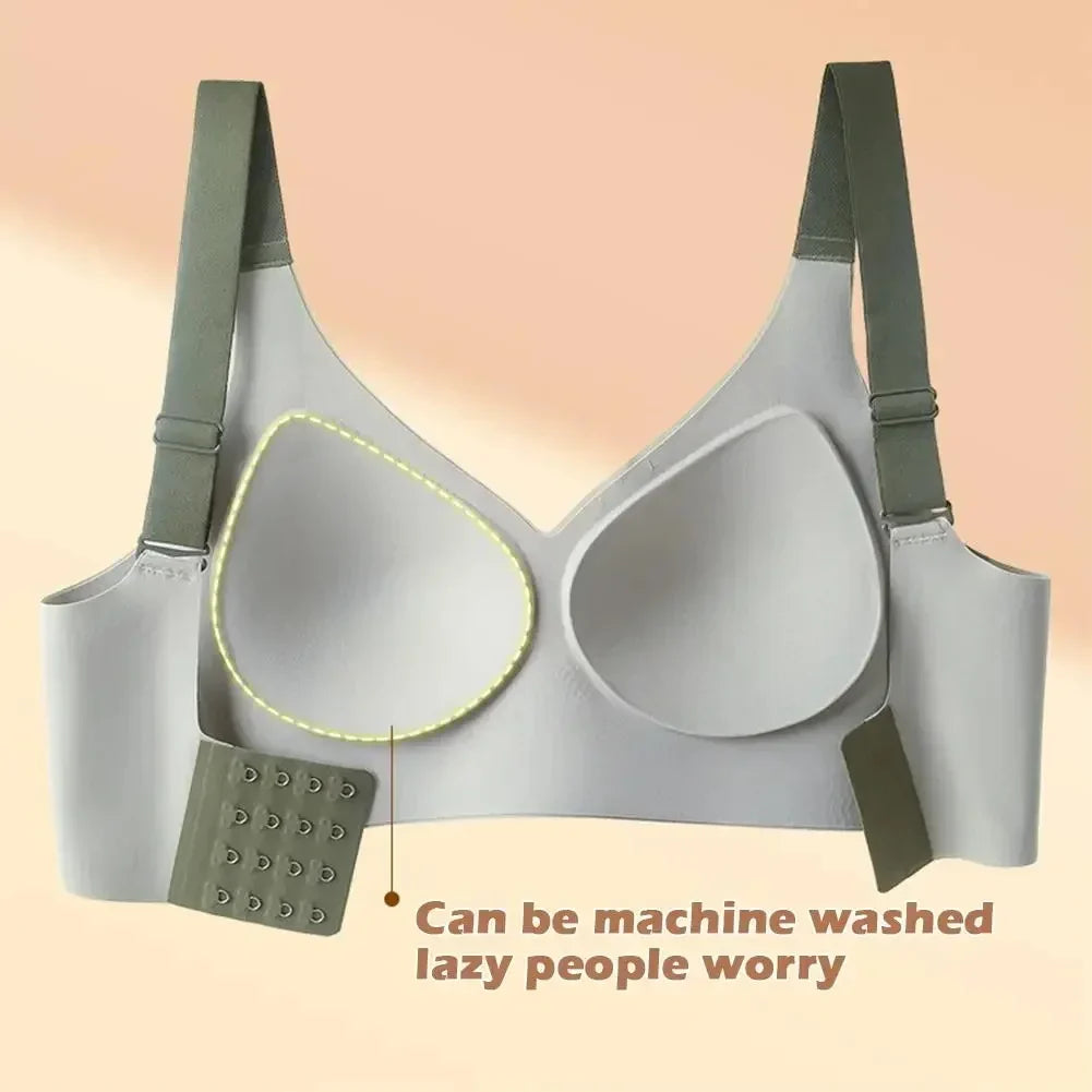 Powerful Push up Seamless Bra Women Gathered Up Wireless Bra Soft Full Coverage Support Adjustable Underwear Anti Sagging Bra