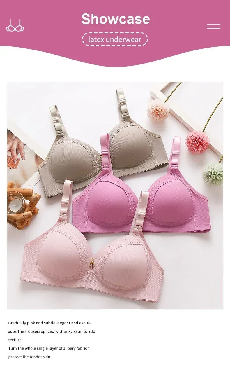 Gathered Side Collection Lifting Underwear Breasts Brassiere Large Size Bra Full Cup Underwear Brassiere No Steel RingBra
