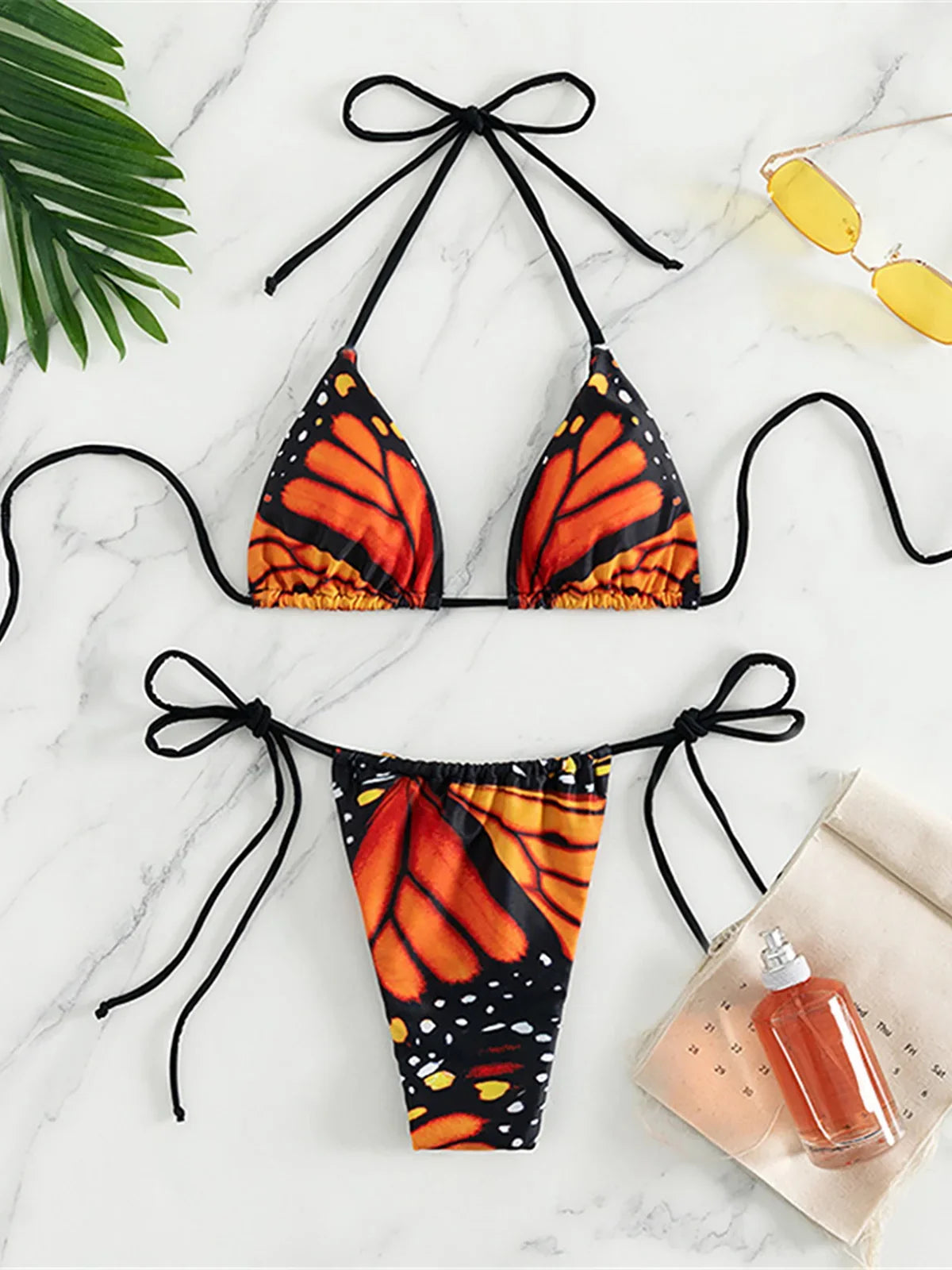 Sexy 4 Colors Printed Halter Padded Bikini Female Swimsuit Women Swimwear Two-pieces Bikini set Bather Bathing Suit Swim K4910