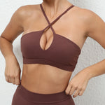 Women's Running Sports Bra Cross-Back Fast-Drying Breathable Seamless Yoga Tank Top