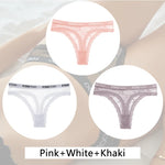 New 3Pcs Lace Thongs Women Floral G-string Underwear Trendy Letter T-Back Underpants Sexy Low Waist Bikini Panties Ladies Panty