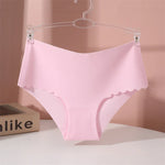 Seamless Women Briefs S-XXL Wave Edge V-shaped Underwear Panties Ice Silk Underwear For Women Low Waist Briefs One Piece Panty