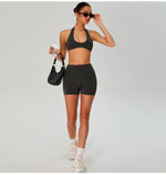 Fitness Sports Bra Women Halter Top High Support Push-up Open Back Gym Wear Hanging Neck Fitness Bar Yoga Bar Workout Underwear