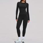 New Yoga Set 2PCS Gym Clothes Workout Outfits Women Long-sleeved T-shirt Sportswear Tracksuits Fitness Sports Vest Gym Leggings