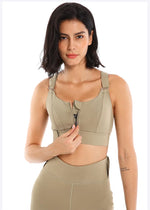 Sports Bras Tights Crop Top Women Yoga Vest Front Zipper Plus Size Adjustable Strap Shockproof Gym Fitness Athletic Brassiere