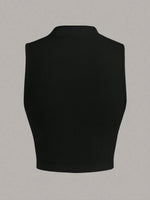 Casual Mock Neck Sleeveless Tank Top for Women Summer Sexy Solid Color Slim Fit Stand Collar Crop Top Streetwear 2024