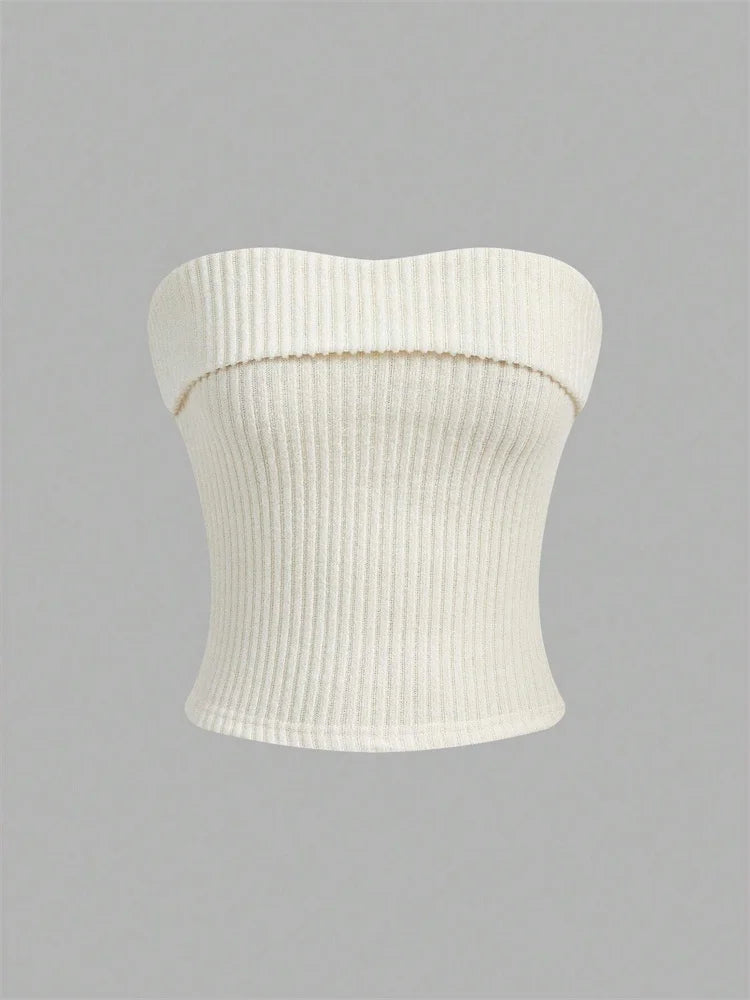 Women Rib-knit Tube Top Summer 2024 Y2K Clothes Grunge Punk Solid Strapless Sleeveless Slim Fit Crop Top Tank Tee Streetwear