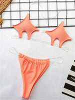 Sexy Micro Bikini 2025 Women Pentagram Design Transparent Swimwear Neon Clear Strap See Through Thong Swimsuit Traje De Baño