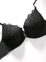 Knit Sexy Women's Thin Cup Lace Bras Lace Splicing Underwire Bra Push-Up Breathable Women's underwear