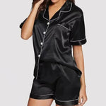Sweet Simple Ice Silk Pajamas for WomenThin Short-sleeved Home Clothes Suit Nightwear Women's Pajamas Set Nightie Summer
