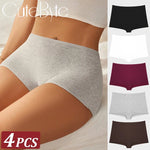 New 4PCS Women's Panties Cotton Seamless Sports Boxers Underwear Female Solid Color Cozy Lingerie Intimate Underpants XS-XL