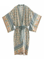 Happie Queens Women Floral Print Bat Sleeve Beach Bohemian Kimono Dress Ladies V Neck Summer Bikini Boho Cover-ups