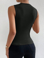 Women's Casual Mock Neck Ruched Tank Top Summer 2024 Solid Color Slim Fit Pleated Sleeveless T Shirt Tee Tshirt Streetwear