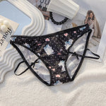 Girls Panties Thin Sexy Japanese Cute Cat Women Briefs Ice Silk Lady Thong Underwear Female Low Waist G String Lingerie