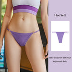 Sexy Women Cotton Thongs Adjustable Belt Seamless Panties Breathable Low Waist Lingerie Female Soft Solid Color Intimates