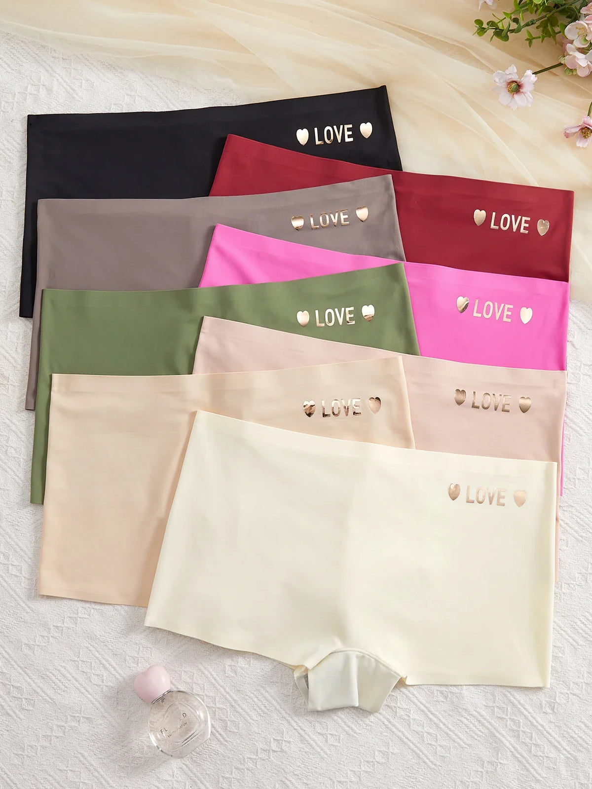 Summer Seamless Panties 8PCS/Set Women's Smooth Elastic underwear Love Heart Accent Female Soft Solid Thin