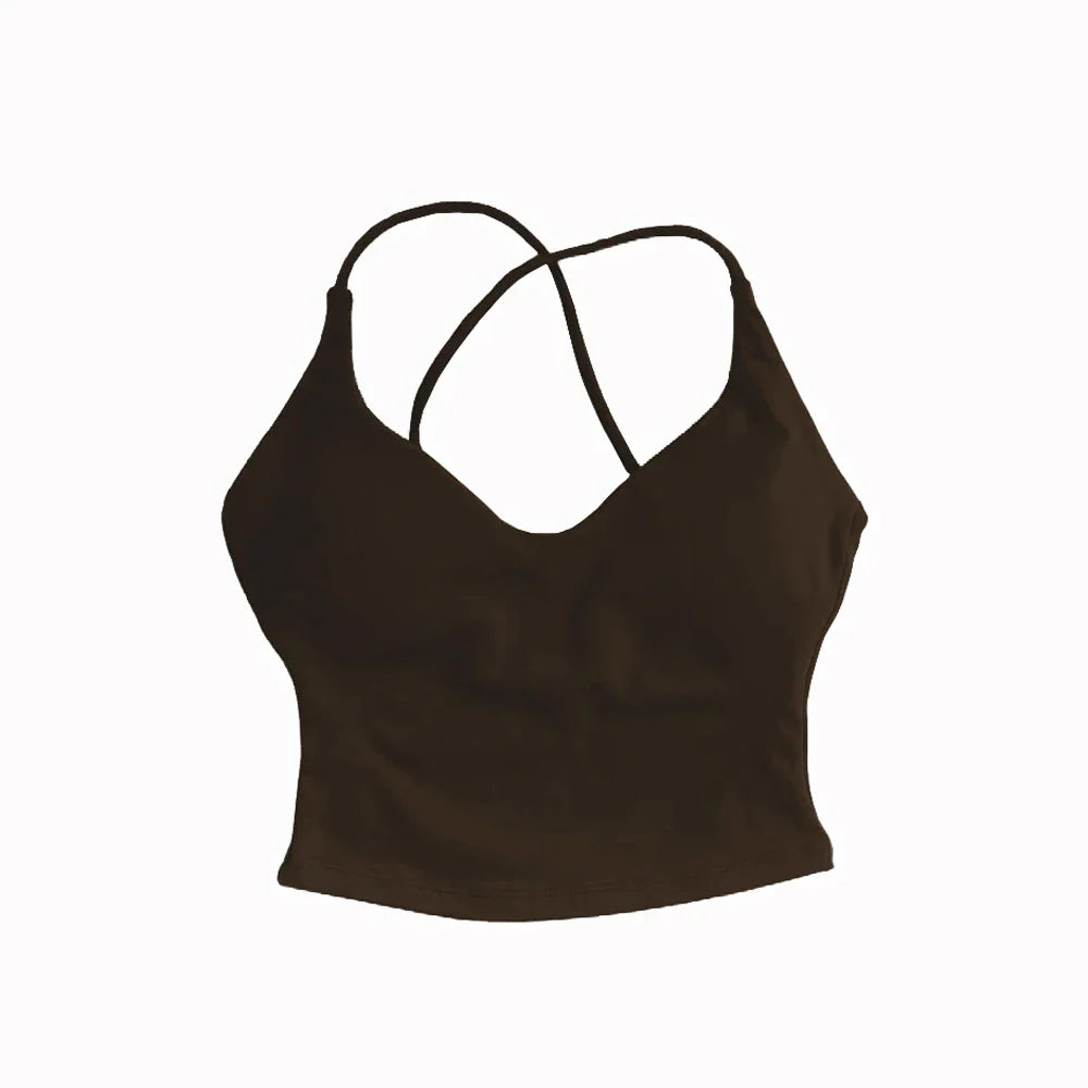 NCLAGEN Dynamic Strappy Top Gym Clothes High Support Push-up Fitness Tank Top Back Cross Workout Pilates Yoga Running sports Bra