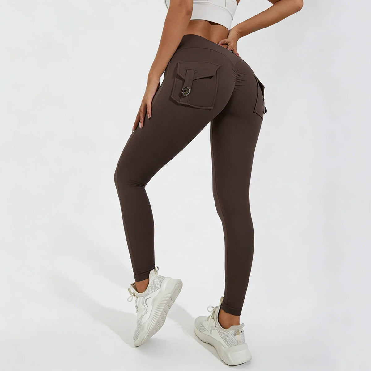 DIAS FIT JOY Nylon Yoga pants buttocks pocket tight pants women's sports fitness pants hip lifting Breathable No T Line