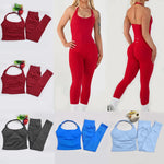 Women's Halter Top And Sports Leggings Gym Workout Set Two-Piece Pilates Clothes Yoga Outfits Impact Fitness Pants Set