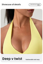 YOGA Naked Feeling Strappy Padded Sports Bras for Women - Fitness Workout Top Criss Cross Back Yoga sports Bras No steel ring