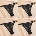 4PCS/Set Women's Underwear Lace Panties Floral Lingerie Woman Panties Sexy Thong G-String Female Pantys Perspective Intimates Ne
