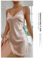 Ice Silk Night Dress Feminine Backless Suspender Skirt Summer New Short Skirt Thin Breathable Large Size Nightgown Pajamas Set