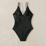 Sexy White Black Swimwear Women 2026 Deep V Neck Hollow Out Ring Linked Slim Fit One Piece Swimsuit Beach Bathing Suit Monokini