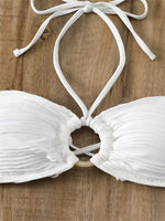 Sexy Bikini 2026 Women White Ring Linked Hollow Out Push Up Micro Swimsuit Brazilian Bandeau Bathing Suit Bandage Thong Swimwear