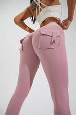 DIAS FIT JOY Nylon Yoga pants buttocks pocket tight pants women's sports fitness pants hip lifting Breathable No T Line