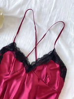 Sexy Pajamas Women's Lace Suspender Nightdress Silk Thin Dress Lingerie Women Nightgowns Sexy Solid Nightwear Summer Loungewear