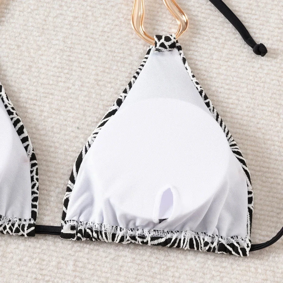 Triangle Bikini String Women Two Pieces Swimsuit Female Swimwear Halter Bikinis Set Blue Black Beachwear Padded Bathing Suit