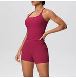 New 2Pcs Yoga Sets Naked Feel Women Workout Fitness Gym Clothes High Waist Yoga Shorts And Sports Bra Impact Shorts Workout Sets