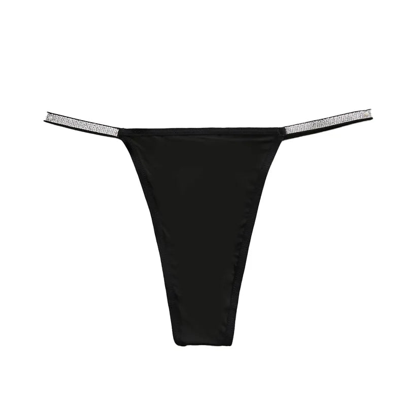 1pcs 1XL-4XL Plus Size Sexy Lady Thongs Low Rise Elegant Silver Satin Female Underwear Breathable Sexy Lingerie Women G-string
