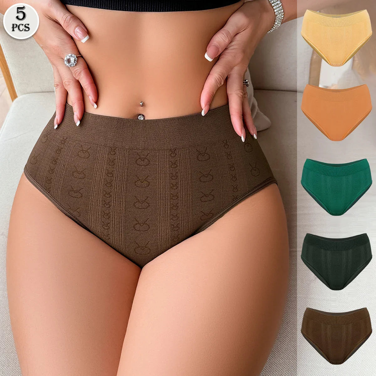 5pcs/pack Mid Waist Seamless Women Panties Solid Comfortable Breathable Lady Briefs Underwear Female Underpants Lingerie