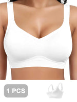 1pc Color Women's Seamless Wireless Sports Bras - Soft Stretchy Push-Up Design Everyday Basic Bras, Removable Padding Lingerie