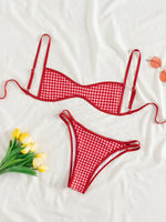 Sexy Coffee Polka Dot Print Bikini Set 2026 Women Pleate Push Up Bra Hollow Out Thong Swimsuit Summer Pool Bathing Suit Swimwear