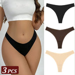 3PCS Seamless Thong Cotton Women Thin Strap Low Waist High Flexibility Panties Sexy Underwear Ladies Briefs T-back Soft Women