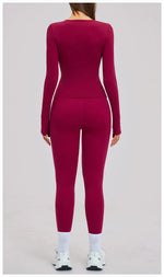 New Yoga Set 2PCS Gym Clothes Workout Outfits Women Long-sleeved T-shirt Sportswear Tracksuits Fitness Sports Vest Gym Leggings