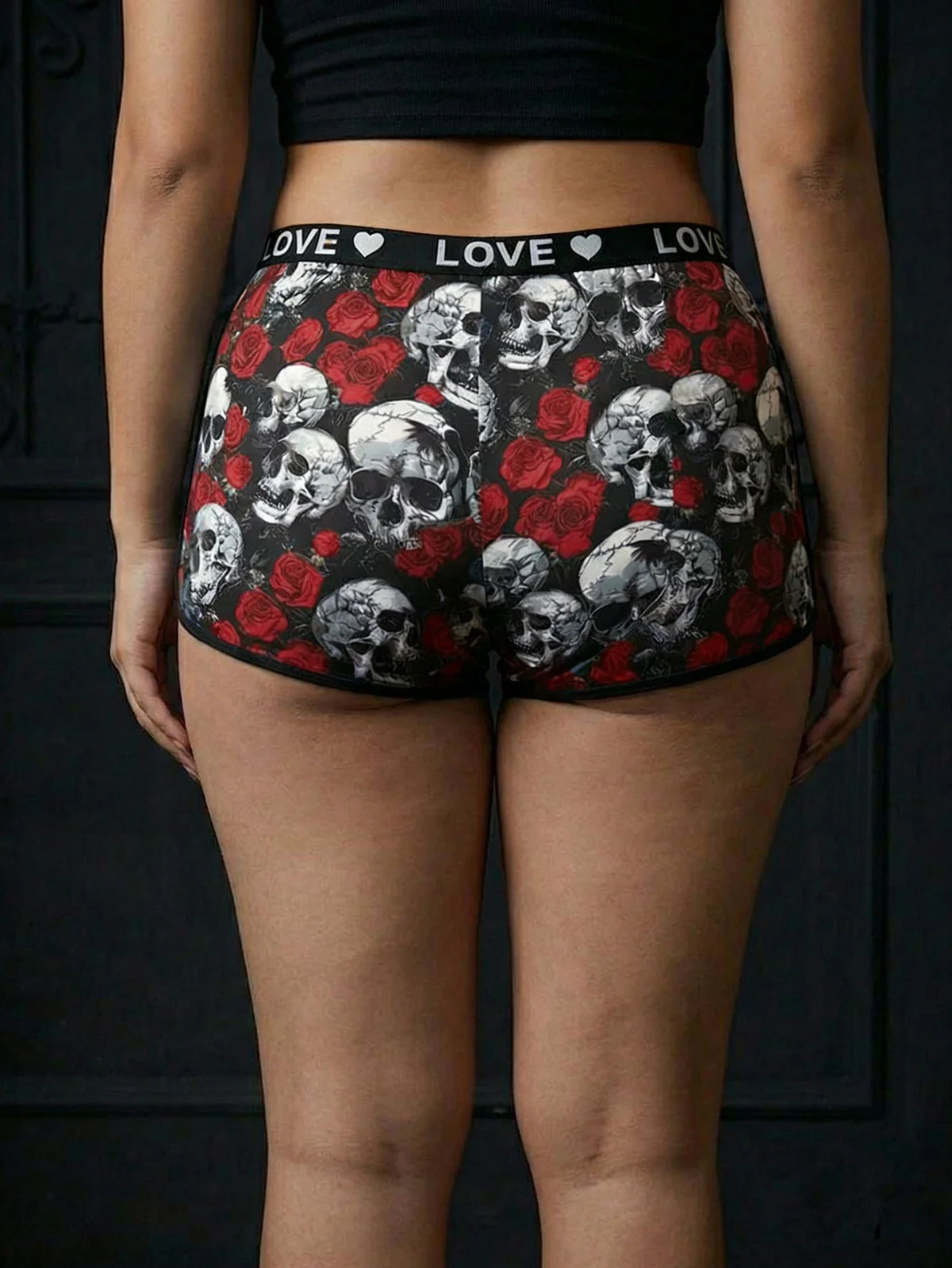 1XL-4XL Women Seamless Panties High-waisted Boyshorts Gothic Skull Soft Breathable Stretch Underwear for Women