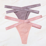2Pcs/Set Women Thongs Panties Female Letter Belt Underwear Ladies Cotton Cross Strap Bikini M-XL G-String Girl Intimate Lingerie