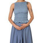 Women Tank Tops Solid Color Ruched Casual Vests Summer Fashion Sleeveless Tops Streetwear
