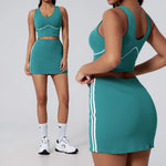 Women Vest Tank Top Tennis Suit Fitness Yoga Set Casual Outdoor Short Skirt Running Golf Gym Suit Female Breathable Sportswear