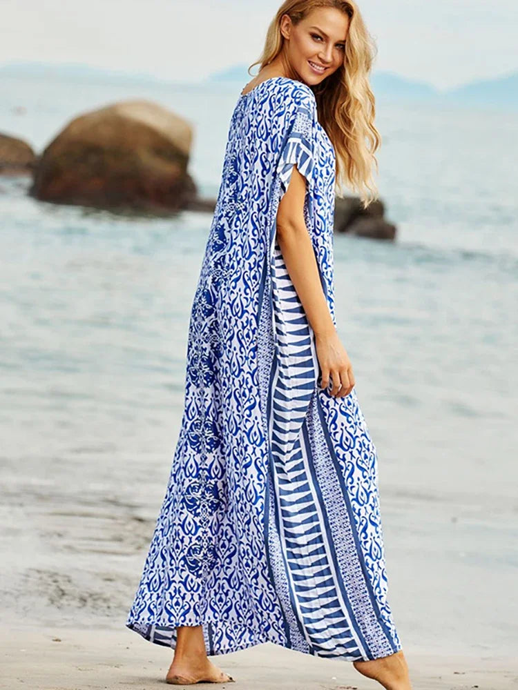Beach Cover Up Pareo Kaftan Bikini Cover Up Robe De Plage Vestidos Playa Swimsuit Cover Up Bathing Suit Women Maxi Dress