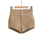 New American Style Solid Color Basic Hot Girl Sexy Hip-enhancing High-waisted Bodycon Shorts For Woman Casual Elegant Y6W8