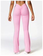 Sexy Sports Leggings Women V Back Scrunch Flares Leggings High Waist Yoga Flares Pants Push Up Gym Leggings Women Yoga Clothes