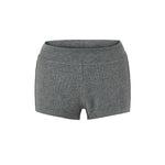 Gray Ribbed Knit Shorts For Women High Elastic Waist Soft Fabric Relaxed Fit Style For Casual Daily Stylish Under Shorts XK6F