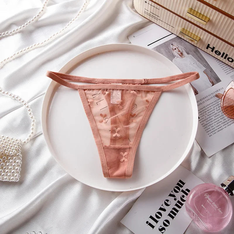 Lace Women Panties G String Sexy Thong Seamless Underwear T Back Transparent Low Waist Girls Briefs Underpants Plus Size S-XL