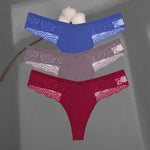 3Pcs/set Cotton Thongs Lace Bikini Underpants Women S-XL T-Back Underwear Ladies G-string Soft Thong Panties Female Lingerie New